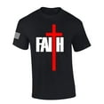 thumbnail image 1 of Mens Christian Shirt Faith Cross Scripture American Flag Sleeve T-shirt Graphic Tee-Black-small, 1 of 4