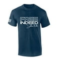 thumbnail image 1 of Mens Christian Shirt Free Indeed John 8:36 Scripture Christian Flag Sleeve Short Sleeve T-shirt Graphic Tee-Heather Navy-large, 1 of 4