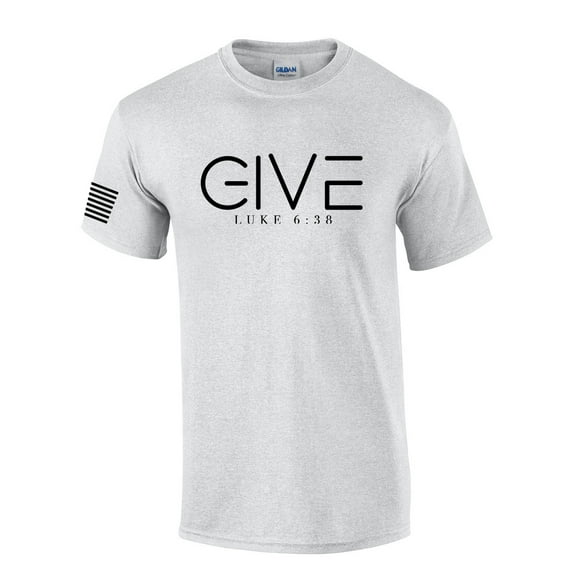 Mens Christian Shirt Give Luke 6:38 Short Sleeve T-shirt Graphic Tee-Ash Grey-large