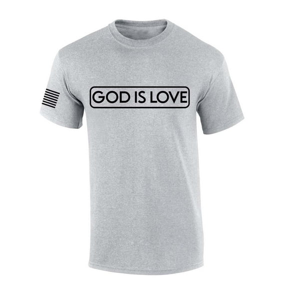 Mens Christian Shirt God Is Love Scripture American Flag Sleeve T-shirt Graphic Tee-Sports Grey-small