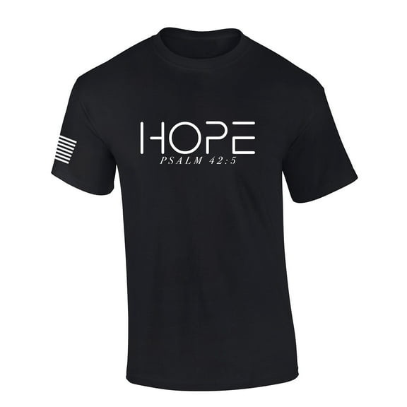 Mens Christian Shirt Hope Psalm 42:5 Short Sleeve T-shirt Graphic Tee-Black-small