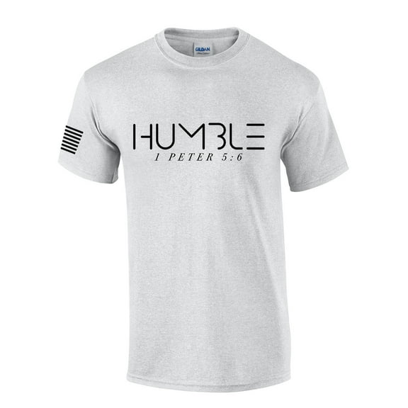 Mens Christian Shirt Humble 1 Peter 5:6 Short Sleeve T-shirt Graphic Tee-Ash Grey-5xl