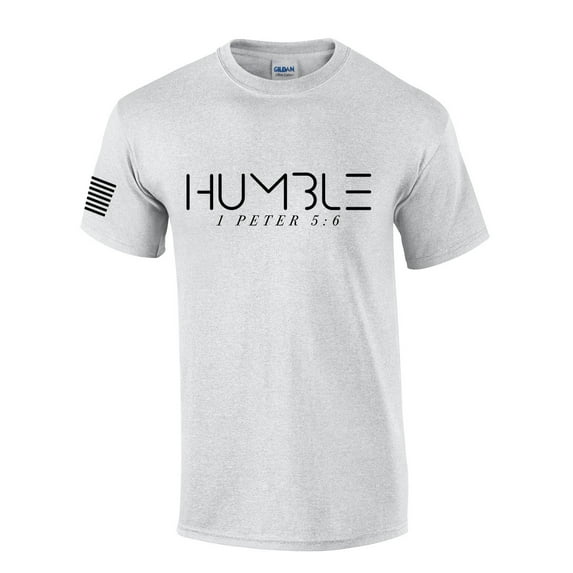 Mens Christian Shirt Humble 1 Peter 5:6 Short Sleeve T-shirt Graphic Tee-Ash Grey-large