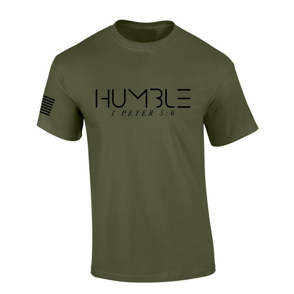 Mens Christian Shirt Humble 1 Peter 5:6 Short Sleeve T-shirt Graphic Tee-Military Green-xxxl