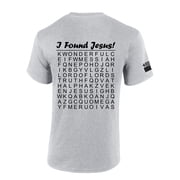 Mens Christian Shirt I Found Jesus Funny Crossword Puzzle Back Design Short Sleeve T-shirt Graphic Tee-Sports Grey-large