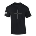 thumbnail image 1 of Mens Christian Shirt Jesus Christ Cross Scripture American Flag Sleeve T-shirt Graphic Tee-Black-xxl, 1 of 4