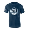 thumbnail image 1 of Mens Christian Shirt Keep Watch Matthew 24:42 Scripture American Flag Sleeve T-shirt Graphic Tee-Heather Navy-small, 1 of 4
