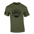 thumbnail image 1 of Mens Christian Shirt Keep Watch Matthew 24:42 Scripture American Flag Sleeve T-shirt Graphic Tee-Military Green-medium, 1 of 4