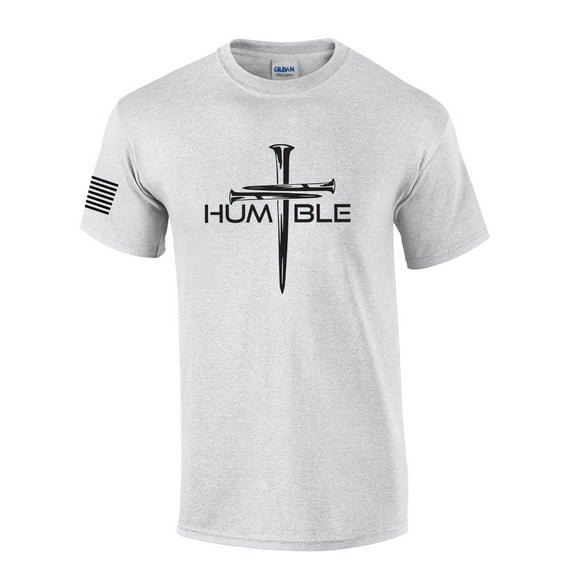 Mens Christian Shirt Nail Cross Humble Short Sleeve T-shirt Graphic Tee-Sports Grey-small