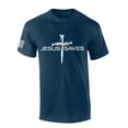thumbnail image 1 of Mens Christian Shirt Nail Cross Jesus Saves Short Sleeve T-shirt Graphic Tee-Heather Navy-medium, 1 of 4
