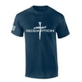 thumbnail image 1 of Mens Christian Shirt Nail Cross Redemption Short Sleeve T-shirt Graphic Tee-Heather Navy-small, 1 of 4