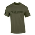thumbnail image 1 of Mens Christian Shirt Redeemed Ephesians 1:7 Scripture American Flag Sleeve T-shirt Graphic Tee-Military Green-4xl, 1 of 4