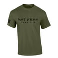 thumbnail image 1 of Mens Christian Shirt Set Free John 8:36 Short Sleeve T-shirt Graphic Tee-Military Green-5xl, 1 of 4
