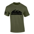 thumbnail image 1 of Mens Christian Shirt Stand Firm Ephesians 6:11 Scripture American Flag Sleeve T-shirt Graphic Tee-Military Green-5xl, 1 of 4