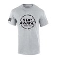 thumbnail image 1 of Mens Christian Shirt Stay Awake Matthew 24:42 Scripture American Flag Sleeve T-shirt Graphic Tee-Sports Grey-4xl, 1 of 4