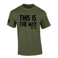 thumbnail image 1 of Mens Christian Shirt This Is The Way John 14:6 Scripture American Flag Sleeve T-shirt Graphic Tee-Military Green-small, 1 of 4
