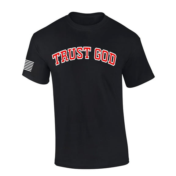 Mens Christian Shirt Trust God Scripture American Flag Sleeve T-shirt Graphic Tee-Black-5xl