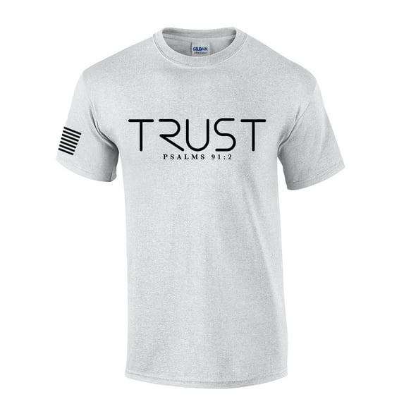 Mens Christian Shirt Trust in Christ Psalms 91:2 Short Sleeve T-shirt Graphic Tee-Ash Grey-5xl