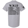 thumbnail image 1 of Mens Christian Shirt WWJD? He Would Love Forgive Pray Bless Christian Flag Sleeve Back Design Short Sleeve T-shirt-Sports Grey-5xl, 1 of 4