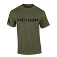 thumbnail image 1 of Mens Christian Shirt Watchkeeper Matthew 24:42 Scripture American Flag Sleeve T-shirt Graphic Tee-Military Green-medium, 1 of 4