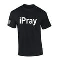 thumbnail image 1 of Mens Christian Shirt iPray Christian American Flag Sleeve Jesus Christ Prayer Short Sleeve T-shirt Graphic Tee-Black-medium, 1 of 4