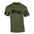 thumbnail image 1 of Mens Christian Shirt iPray Christian American Flag Sleeve Jesus Christ Prayer Short Sleeve T-shirt Graphic Tee-Military-large, 1 of 4