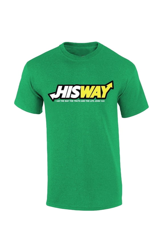 Mens Christian T-shirt Logo Parody Hisway I Am The Truth The Way and the Light Short Sleeve T-shirt-Antique Irish Green-6xl