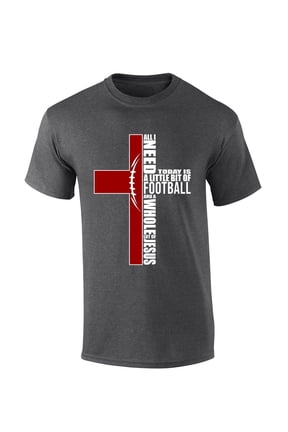 Mens Christian Tshirt Alabama Football and Jesus Crimson Team Color Short Sleeve T-shirt-Heather Grey-xl