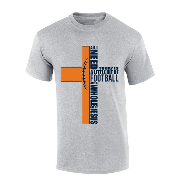 Mens Christian Tshirt Alabama Football and Jesus Orange and Navy Team Color Short Sleeve T-shirt-Sports Grey-xl