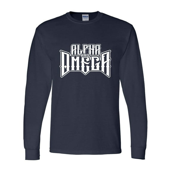 Mens Christian Tshirt Alpha and Omega Jesus Christian Long Sleeve T-shirt Graphic Tee-Navy-6xl