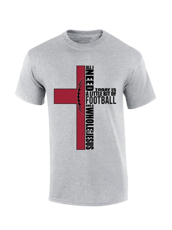 Mens Christian Tshirt Arizona Football and Jesus Team Color Short Sleeve T-shirt-Sports Grey-xl