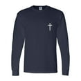 thumbnail image 1 of Mens Christian Tshirt Cross Crest Jesus Christian Long Sleeve T-shirt Graphic Tee-Navy-6xl, 1 of 1