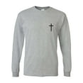 thumbnail image 1 of Mens Christian Tshirt Cross Crest Jesus Christian Long Sleeve T-shirt Graphic Tee-Sports Grey-large, 1 of 1