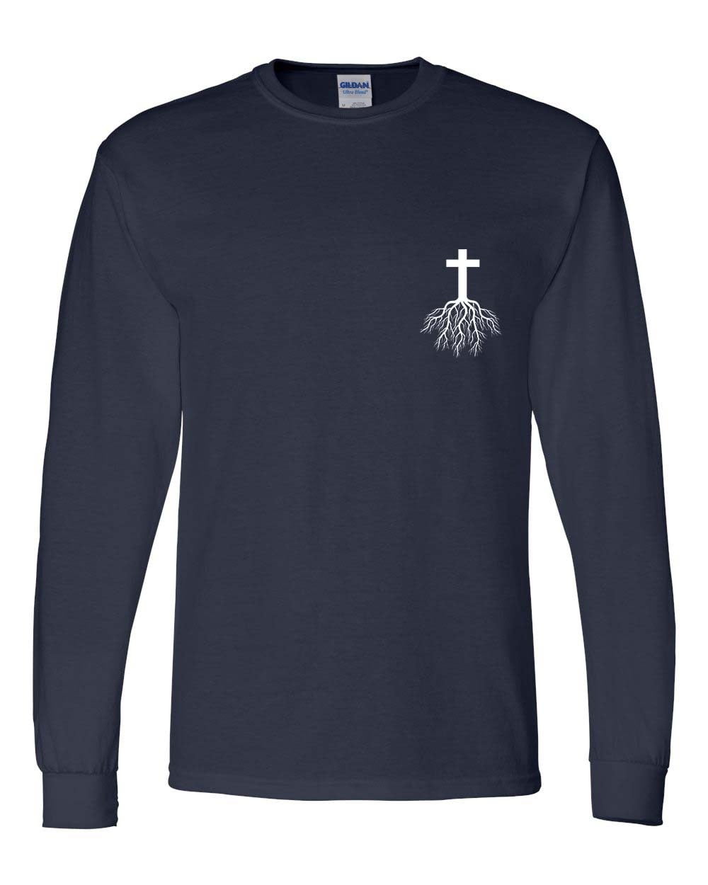 Mens Christian Tshirt Cross Root Christian Long Sleeve T-shirt Graphic ...