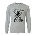 thumbnail image 1 of Mens Christian Tshirt Defender of the Faith Jude 1:3 Long Sleeve T-shirt Graphic Tee-Sports Grey-small, 1 of 1