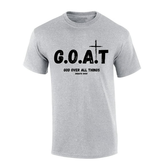 Mens Christian Tshirt GOAT God Over All Things Jesus Short Sleeve T-shirt-Sports Grey-xl