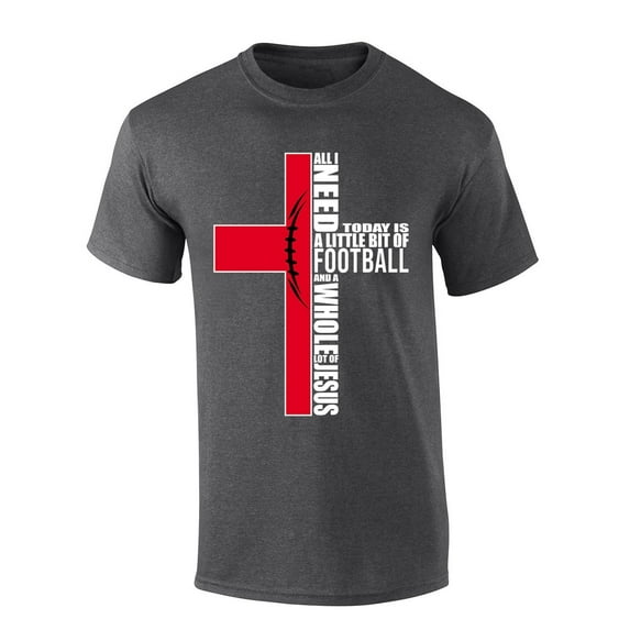 Mens Christian Tshirt Georgia Football and Jesus Team Color Short Sleeve T-shirt-Heather Grey-small