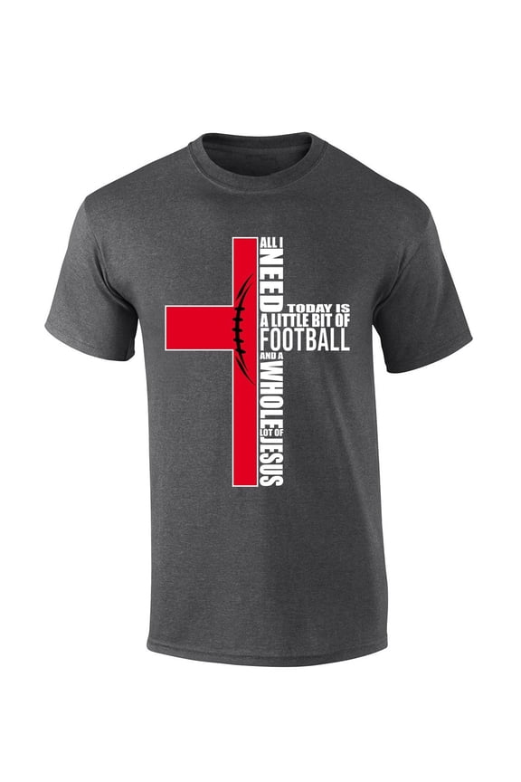 Mens Christian Tshirt Georgia Football and Jesus Team Color Short Sleeve T-shirt-Heather Grey-xxl