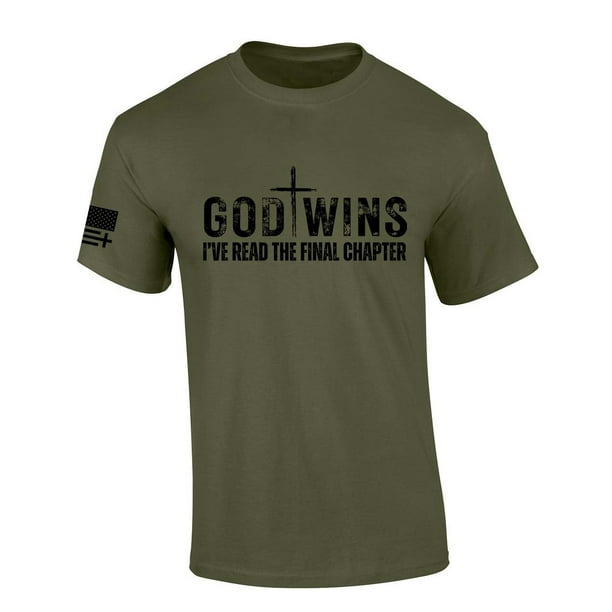 Mens Christian Tshirt God Wins I've Read The Final Chapter Short