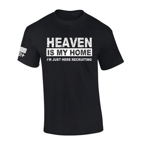 Mens Christian Tshirt Heaven Is My Home Short Sleeve T-shirt-Black-xxxl