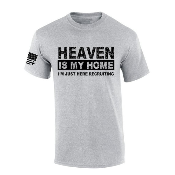 Mens Christian Tshirt Heaven Is My Home Short Sleeve T-shirt-Sports Grey-xl