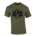 thumbnail image 1 of Mens Christian Tshirt Highway to Heaven Jesus Metal Logo Short Sleeve T-shirt Graphic Tee-Military Green-small, 1 of 1
