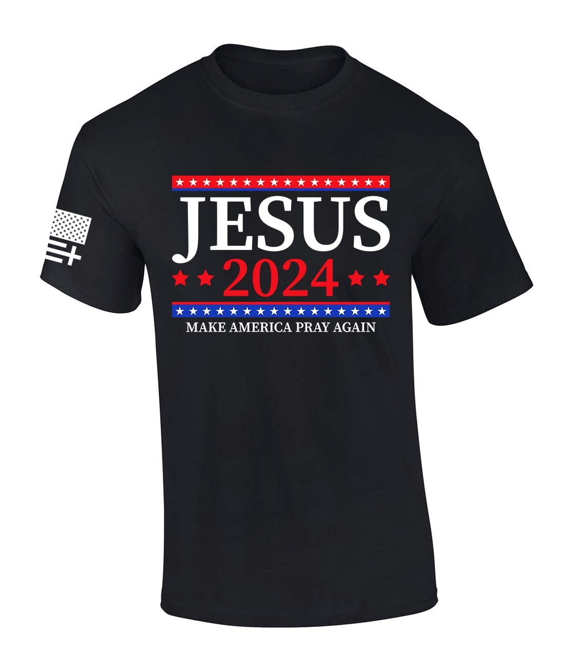 Mens Christian Tshirt Jesus 2024 Make America Pray Again Short Sleeve T ...