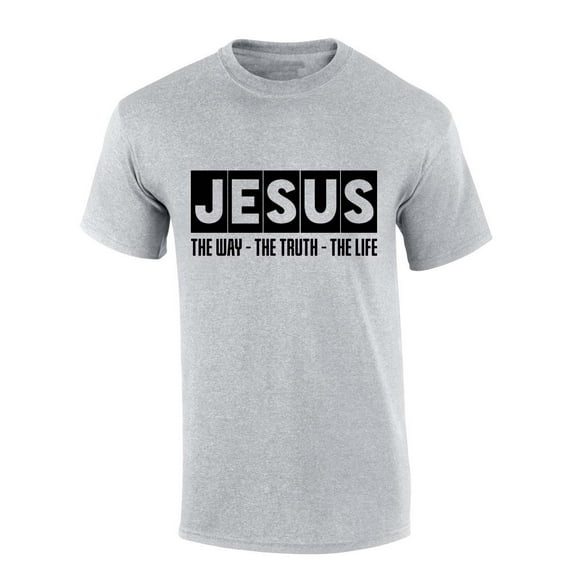 Mens Christian Tshirt Jesus the Way the Truth the Life Short Sleeve T-shirt Graphic Tee-Sports Grey-xxl