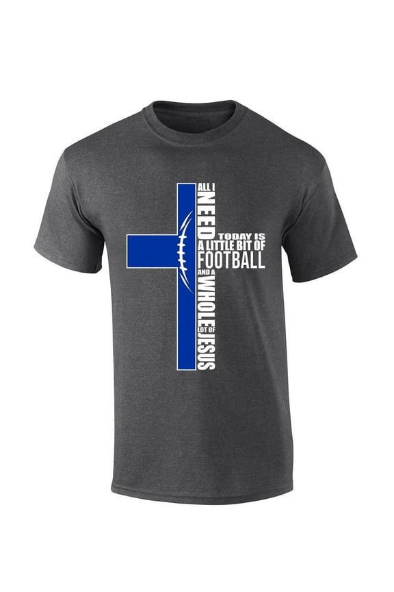 Mens Christian Tshirt Kentucky Football and Jesus Team Color Short Sleeve T-shirt-Heather Grey-medium