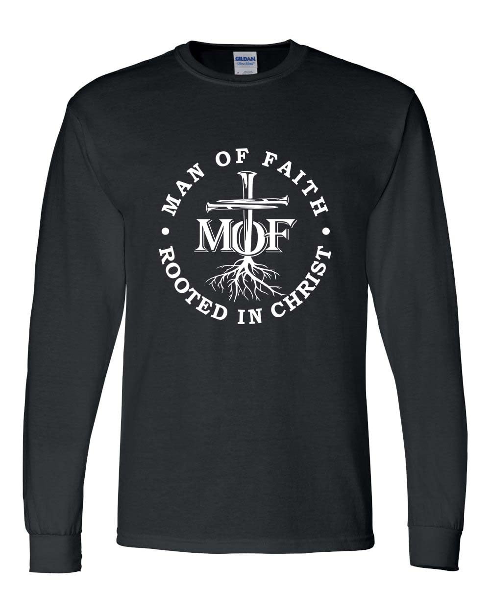 Mens Christian Tshirt Man of Faith Rooted in Christ Christian Long