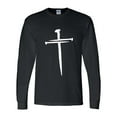 thumbnail image 1 of Mens Christian Tshirt Nail Cross Christian Long Sleeve T-shirt Graphic Tee-Black-large, 1 of 1
