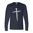 thumbnail image 1 of Mens Christian Tshirt Nail Cross Christian Long Sleeve T-shirt Graphic Tee-Navy-xxxl, 1 of 1