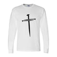 thumbnail image 1 of Mens Christian Tshirt Nail Cross Christian Long Sleeve T-shirt Graphic Tee-White-large, 1 of 1