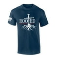 thumbnail image 1 of Mens Christian Tshirt Nail Cross Rooted In Christ Short Sleeve T-shirt-Heather Navy-5xl, 1 of 1